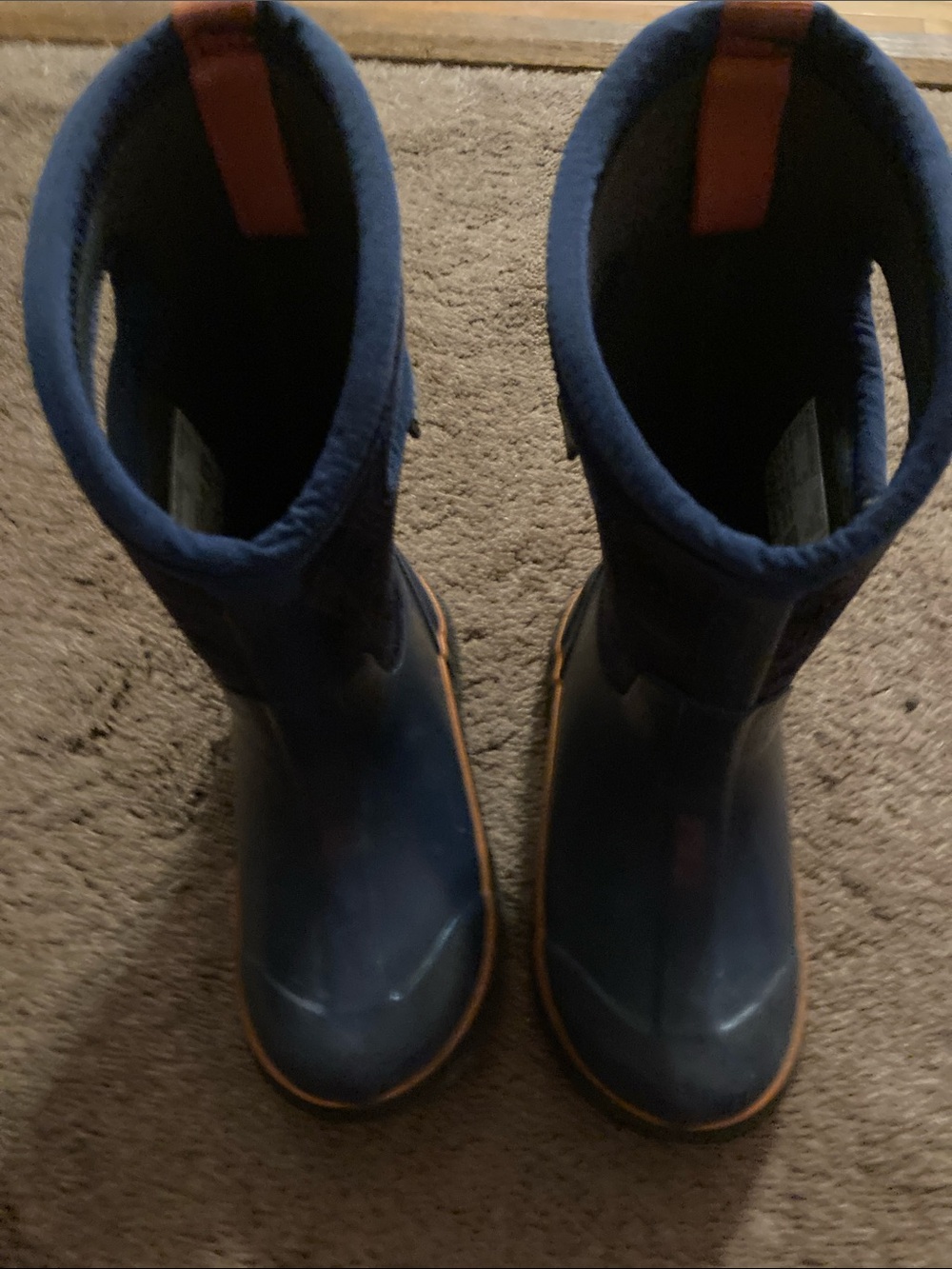 Bogs Kids Navy Boots with Orange Accent size 11 unisex kids